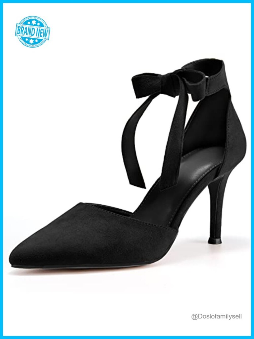 Womens Suede Pointed Toe Ankle Tie Stiletto Heel Pumps Office Party Shoes